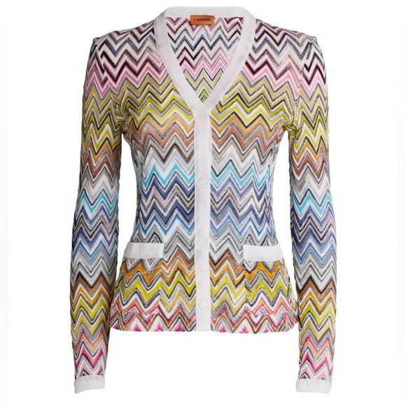 Missoni ZigZag Knit Cardigan Sweater Top 2024 Harrods Multicolor Crochet Rainbow - Picture 6 of 14